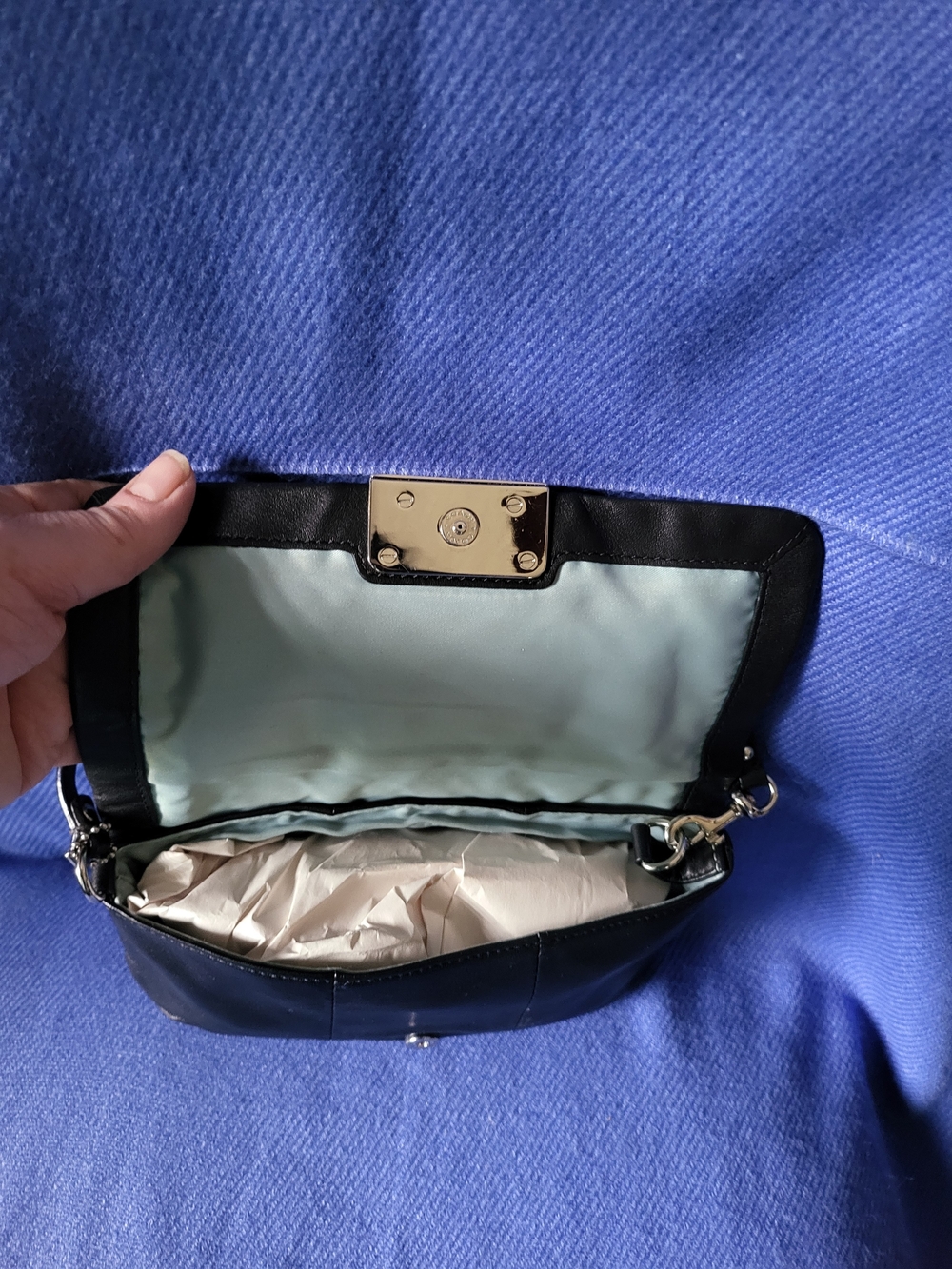 Coach Black Leather Turn-Lock Wristlet Clutch - Picture 10 of 13